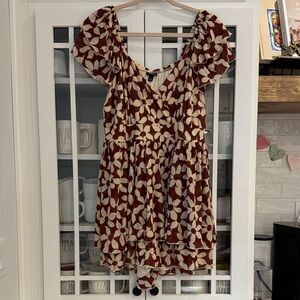Torrid Brown and Cream Floral stretch romper! Size 14-16 easily